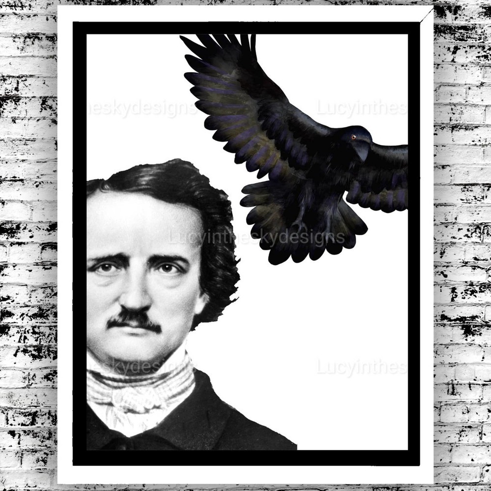 Art Print Edgar Allan Poe The Raven Spooky Gothic Halloween Decor